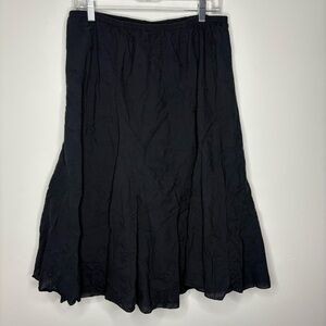 JKLA California Size L Black 100% Cotton Embroidered Floral Flowy A-line Skirt